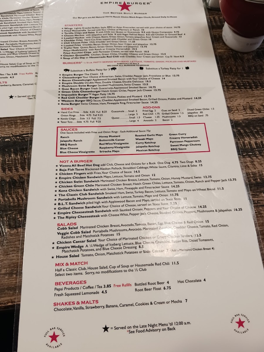 Empire Burger Menu - Image 4