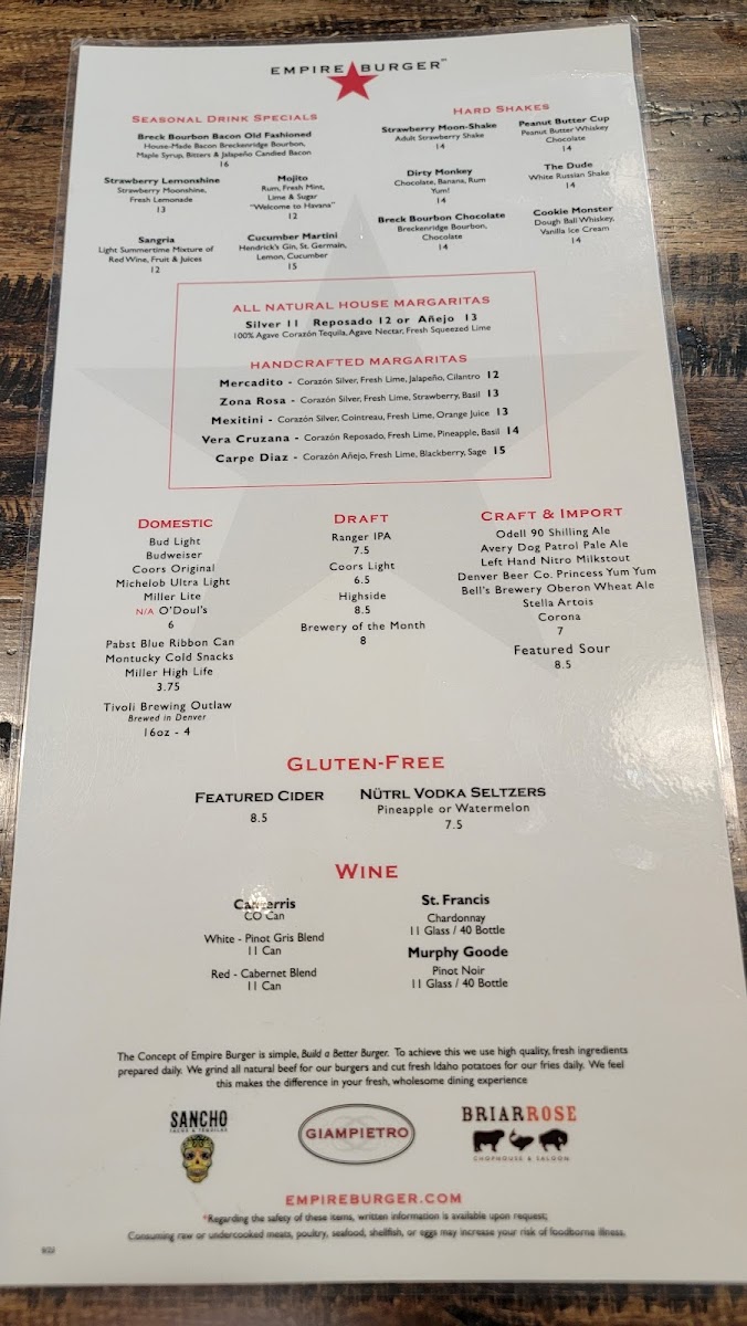 Empire Burger Menu - Image 6
